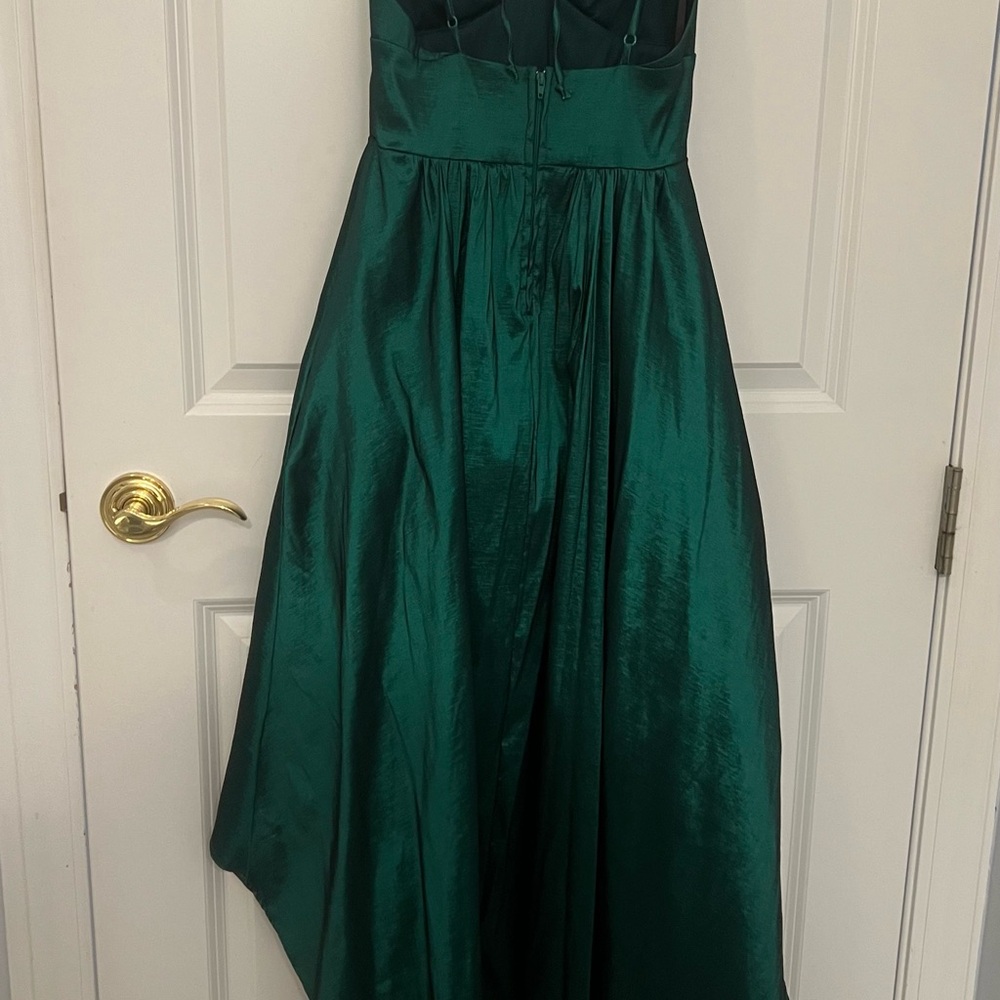 Eliza J Emerald Green High-Low Satin Dress
